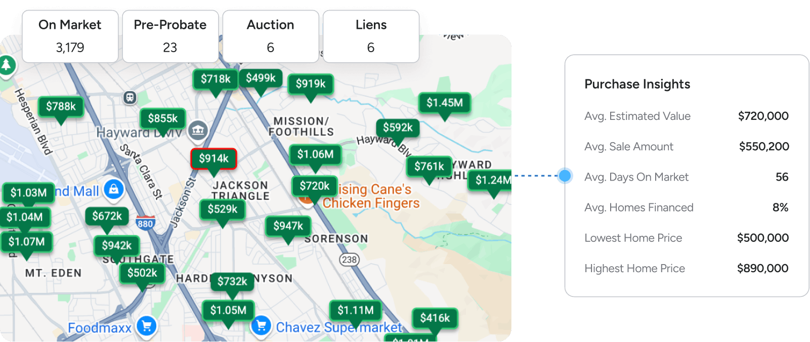 map image showing property prices