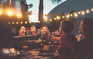 friends having dinner together